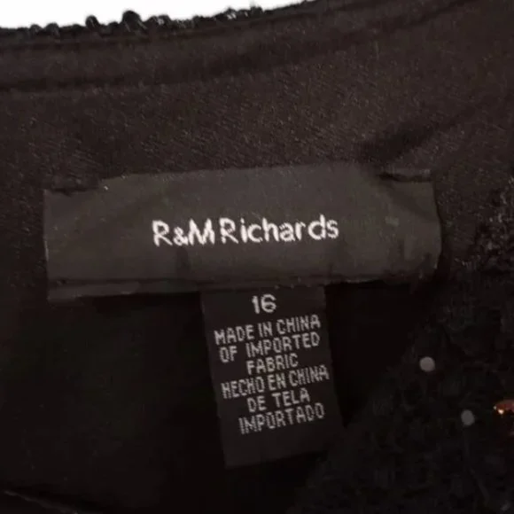 NEW R&M Richards Sequined Lace Midi Dress BLACK SZ 16 - Picture 7 of 12